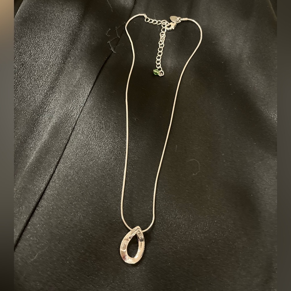 Kiwi MAY BDAY green baguette crystal teardrop pendant necklace crystal on chain